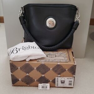 Brighton Ferrara Mixology Bailey Black Shoulder Bag with Silver Accent